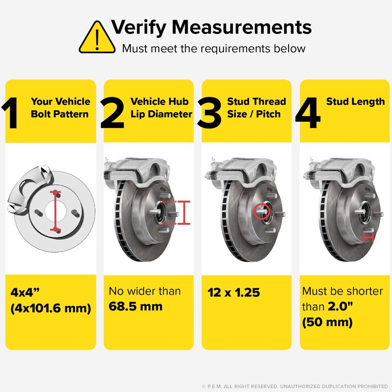 RockTrix 4x4 Wheel Spacers, 2 inch Thick Golf Car Wheel Spacers Compatible with Yamaha Carts Adventurer Drive Fairway, M12x1.25 Studs Nuts, 4x101.6 Silver Adapters, 68.55 Hub Bore, Set of 4 - Image 3